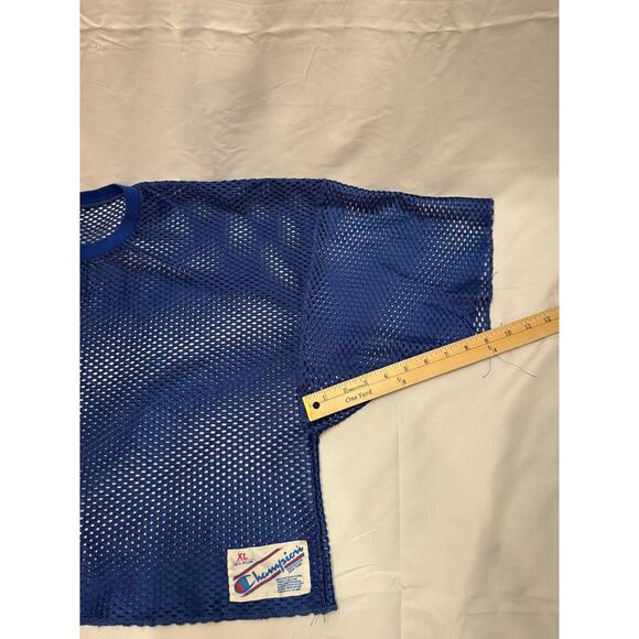 Champion Vintage Navy Blue Mesh Crop Football Jersey XL - Picture 7 of 7